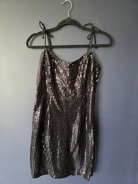 Diamond Supply Co. Black Sequin Mini Slip Dress